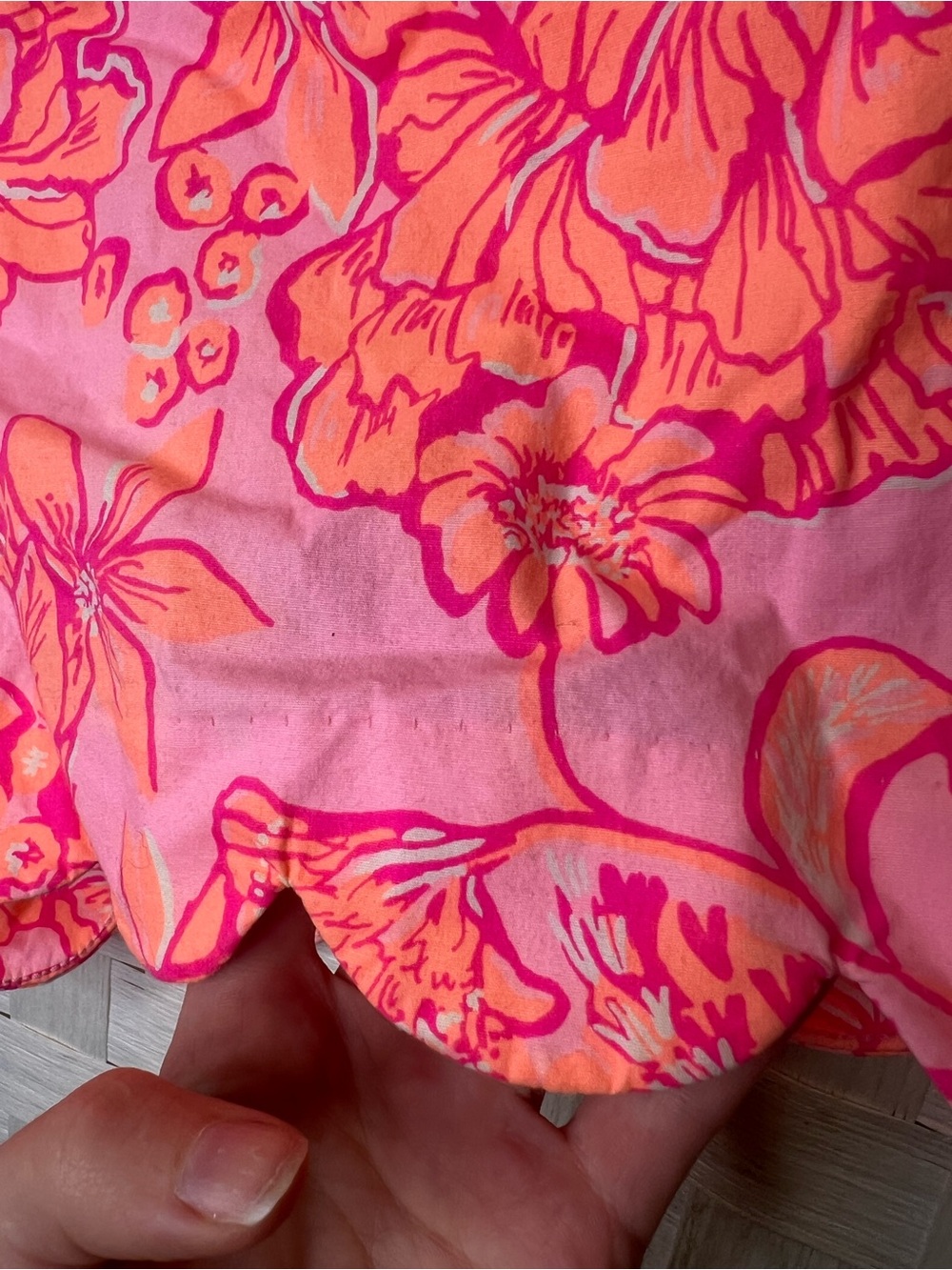 Lilly Pulitzer Pink & Orange Floral Scallop Hem Shorts - Picture 11 of 11
